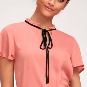 Coral Pink Short Sleeve Top
